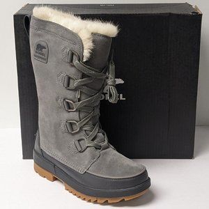 Sorel Tivoli IV Tall Waterproof Snow Boots, Gray Suede, Women's 9 M